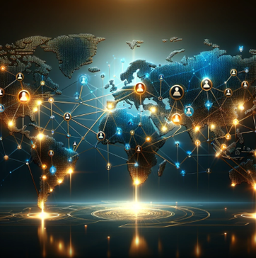 Global intellectual property protection network with connected world map and digital security systems